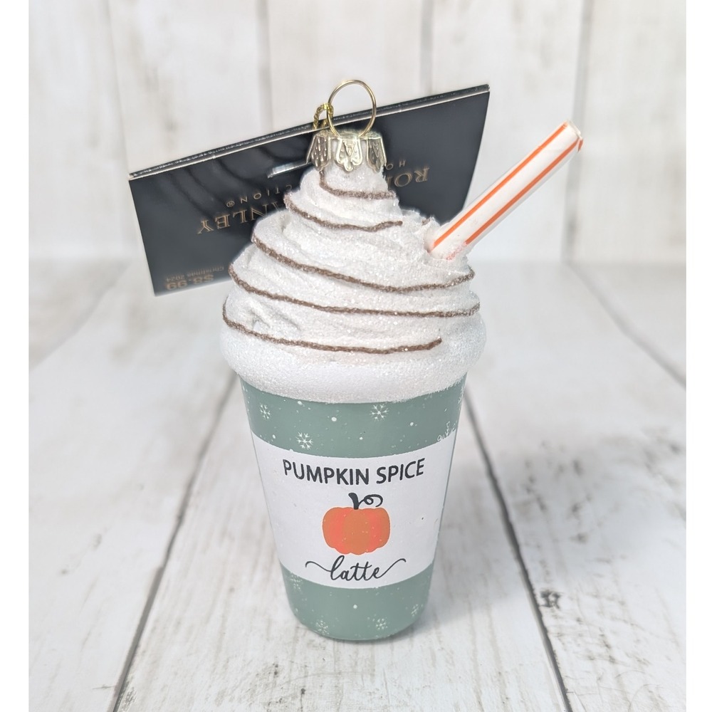 Pumpkin Spice Latte‎ 4.5" Ornament Robert Stanley Glass Foodie Christmas NEW